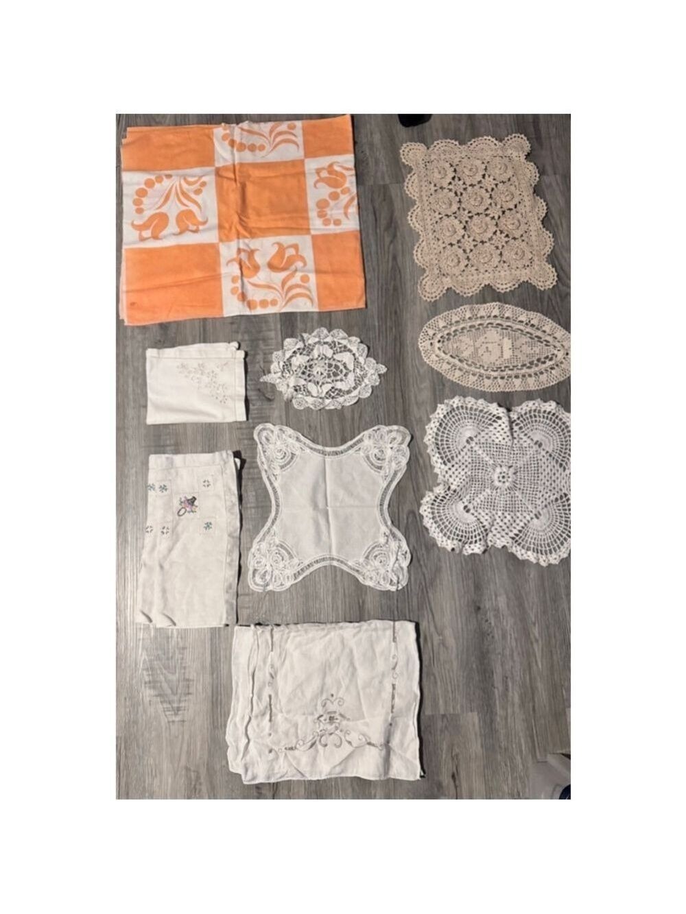 Vintage Dollies 9 pieces orange fabric mixed lot